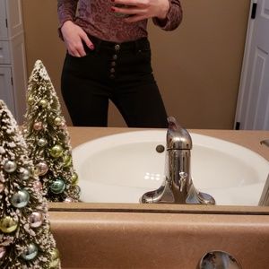 Free People Button Up Black Jean's Size 26